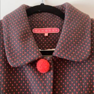 Manoush Pom Pom button polka dot 40s swing coat